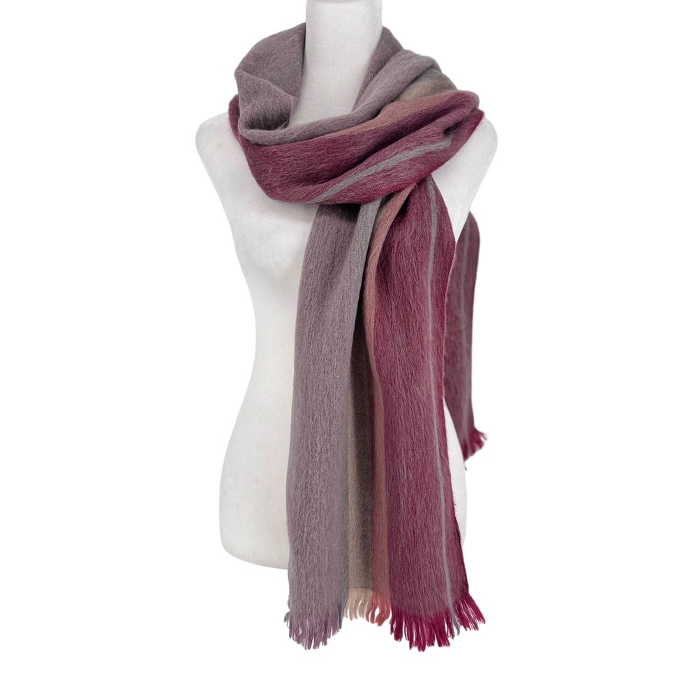 Shupaca Alpaca Blend Striped Scarf Soft Muted Colors 78x11 Warm Cozy Winter